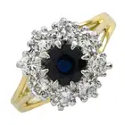18ct gold sapphire & diamond cluster ring