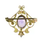 Early 20th century amethyst & split pearl brooch