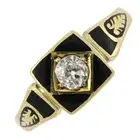 Late 19th century diamond & enamel mourning ring