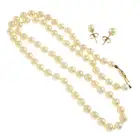 Cultured pearl earrings & necklace