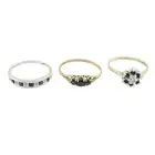 Three 9ct gold gem-set rings