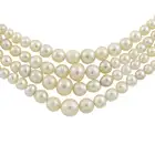 Graduated natural pearl four-row necklace
