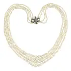 Graduated natural pearl four-row necklace