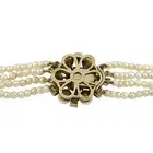 Graduated natural pearl four-row necklace