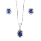 Sapphire & diamond cluster pendant & earrings