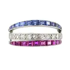 Art Deco platinum diamond and gem flip ring