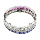 Art Deco platinum diamond and gem flip ring