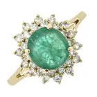 Emerald & diamond cluster ring