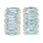 18ct gold aquamarine & diamond hoop earrings