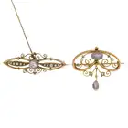 Two early 20th c. amethyst & split pearl brooches