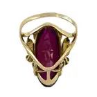 Synthetic ruby single-stone ring