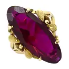 Synthetic ruby single-stone ring