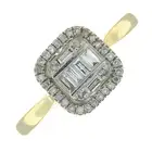 9ct gold diamond cluster dress ring
