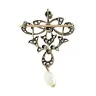 Late 19th century cultured pearl & diamond brooch