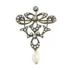 Late 19th century cultured pearl & diamond brooch