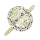 9ct gold spodumene & gem cluster ring