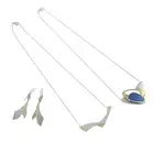Two silver necklaces & earrings