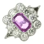 Pink sapphire & diamond cluster ring