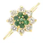 18ct gold emerald & cubic zirconia cluster ring