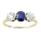 19th century sapphire and diamond three-stone ring