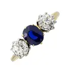 19th century sapphire and diamond three-stone ring