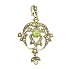 Early 20th century peridot & split pearl pendant 