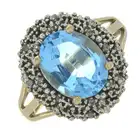 9ct gold topaz & diamond cluster ring