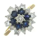 18ct gold sapphire & diamond cluster ring