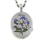 Late Victorian silver enamel locket, with chain