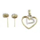 Diamond heart pendant & cluster earrings
