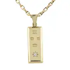 9ct gold diamond ingot pendant, with chain