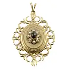 9ct gold garnet & split pearl locket pendant