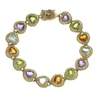 9ct gold heart-shape multi-gem bracelet