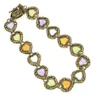 9ct gold heart-shape multi-gem bracelet