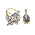9ct gold tanzanite ring & coated topaz pendant