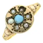 Early 20th century split pearl & turquoise ring