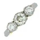 Mid 20th gold vari-cut diamond three-stone ring