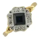 Mid 20th century sapphire & diamond cluster ring