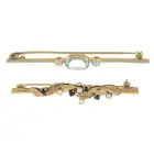 Two 20th century gem & diamond bar brooches