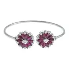 18ct gold ruby & diamond floral cuff bangle