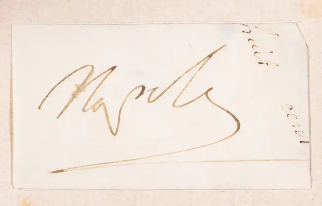 49 Napoleon I. Cut signature, n.d.; and another, engraved portrait of Napoleon (2).