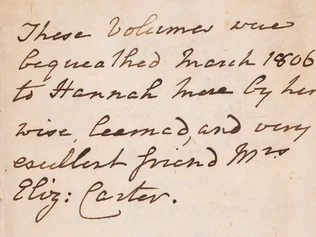 90 Bequeathed by Elizabeth Carter to Hannah More.- Cervantes Saavedra (Miguel de) El Ingenioso Hidalgo Don Quixote de la Mancha, 4 vol., inscribed by Han...