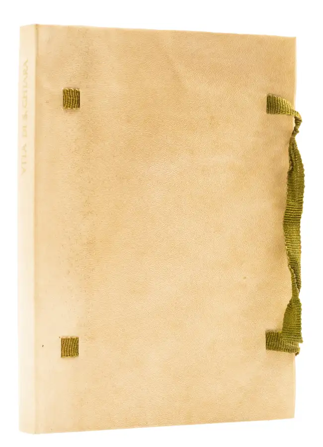 185 Ashendene Press.- Vita di Santa Chiara, one of 236 copies, original limp vellum with ties, signed presentation inscription from the printer, Ashendene...