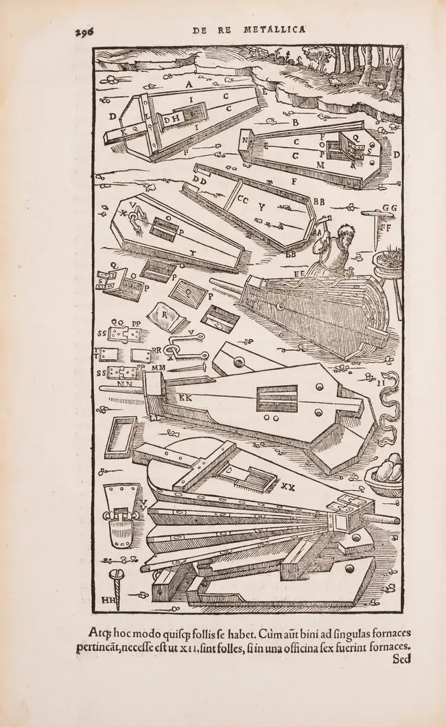 3 Mining &amp; Metallurgy.- Agricola (Georgius) De Re Metallica libri XII...De Animantibus Subterraneis, second edition in Latin, Basel, Hieronymus Frob...
