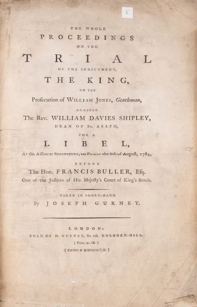 89 Trials.- Chudleigh (Elizabeth, Countess of Bristol) The Trial of Elizabeth Duchess Dowager of Kingston for Bigamy ..., for Charles Bathurst, 1776; and...