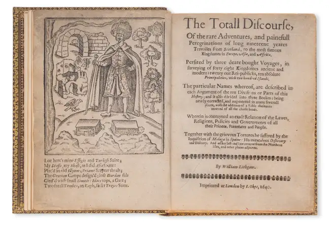 229 Asia.- Lithgow (William) The Totall Discourse, of the rare Adventures, and painefull Peregrinations of ... Travailes from Scotland, to the most famous...