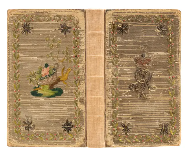 17 Embroidered binding.- K&ouml;nigl. Gro&szlig;-Brittannischer und Churf&uuml;rstl. Braunschweig-L&uuml;neburgscher Staats-Kalender auf das Jahr 1798, c...