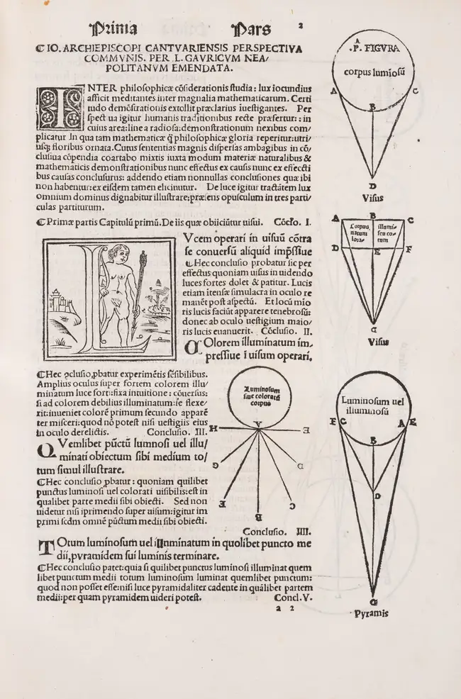 225 Optics.- Peckham (John) Perspectiva communis, edited by Luca Gaurico, Venice, Joannes Baptista Sessa, June, 1504.