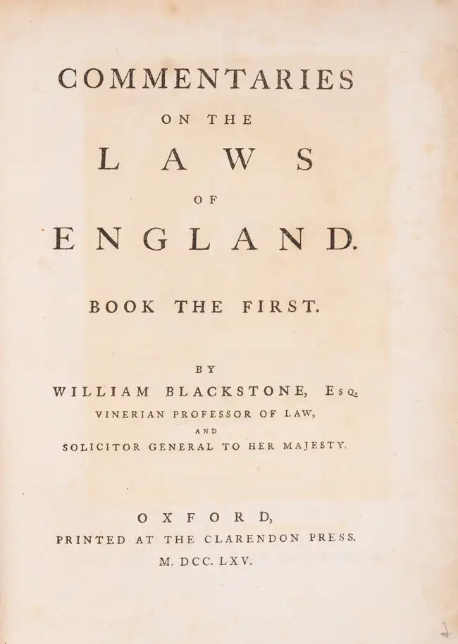 77 Law.- Blackstone (Sir William) Commentaries on the Laws of England, 4 vol., all but vol. 2 first editions, vol. 2 second edition, with rare Supplement...