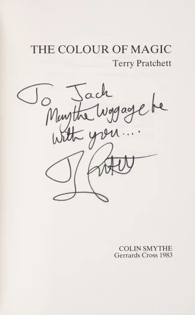 152 Pratchett (Terry) The Colour of Magic, first edition, first state dust-jacket, signed presentation inscription from the author, 1983.